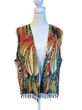 AKA New York Multicolor Beaded Hem Sleeveless Vest